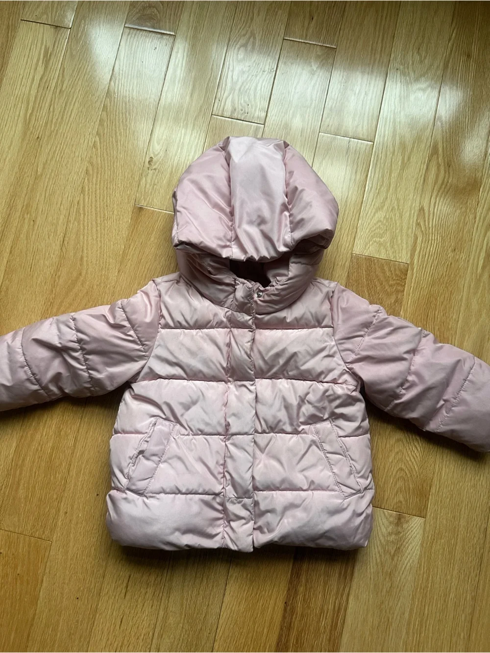 GAP Kids Hooded Puffer Jacket in Pale Pink
